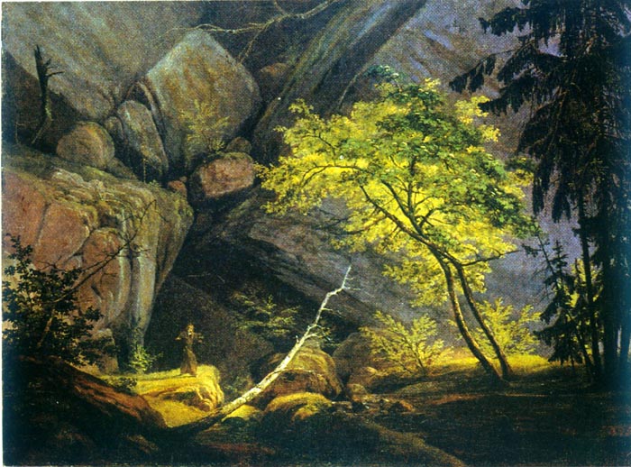 blechen_ karl_ felslandschaft mit moench_ um 1826